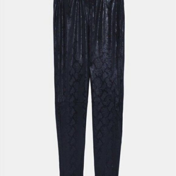 Zara Faux Snakeskin Python Liquid Legging Black Womens Size L - Picture 13 of 13